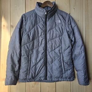 The North Face Bella Luna Grey Black Goose Down Puffer Jacket Womens Medium